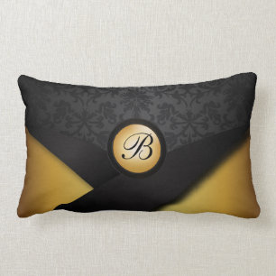 Monogram Black and Gold Elegance Lumbar Cushion