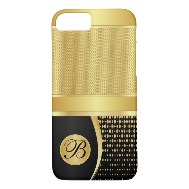 Monogram Black and Gold Metallic Mesh Case-Mate iPhone Case (Back)