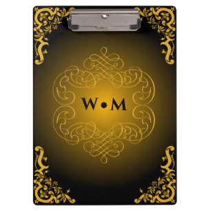 Monogram Black and Gold with decorative elements   Clipboard