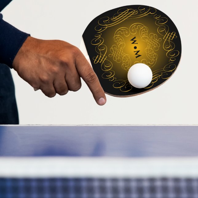 Monogram Black and Gold with decorative elements  Ping Pong Paddle (Insitu)