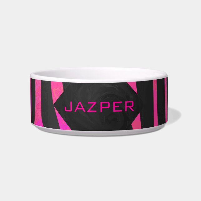 Monogram Black and Hot Pink Zebra Design Bowl (Front)