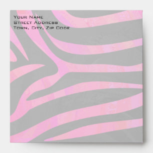 Monogram Black and Hot Pink Zebra Design Envelopes