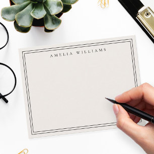Monogram Black and Ivory Minimalist Two Border Card