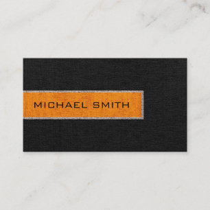 Monogram Black and Orange Burlap Rustic Jute Business Card
