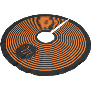 Monogram Black and Orange Striped Brushed Polyester Tree Skirt