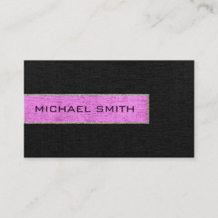 Monogram Black and Pink Burlap Rustic Jute Business Card