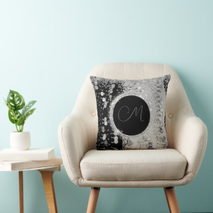Monogram Black and Silver Gypsy Scarf Cushion