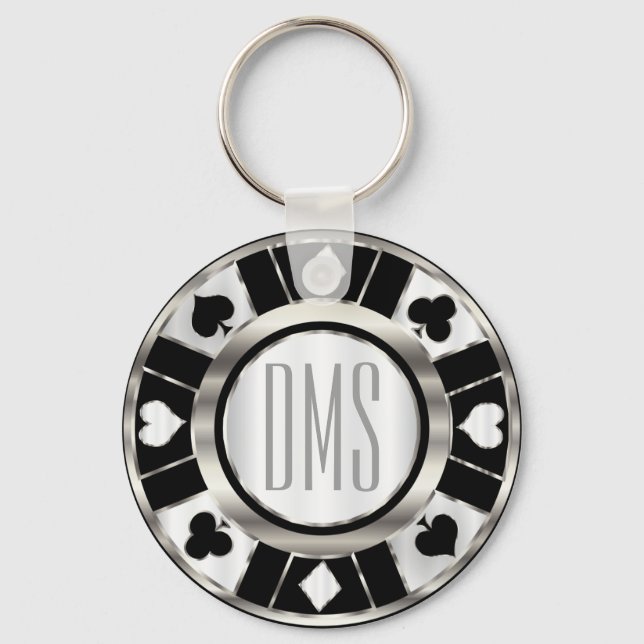 Monogram Black and Silver Las Vegas Style Key Ring (Front)