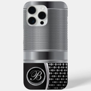 Monogram Black and Silver Metallic Mesh iPhone 15 Pro Max Case