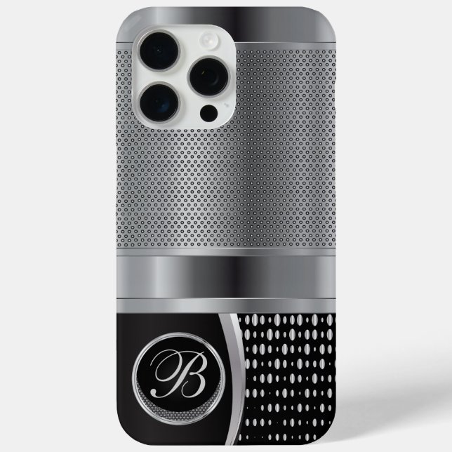 Monogram Black and Silver Metallic Mesh Case-Mate iPhone Case (Back)