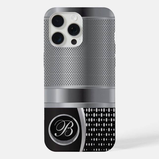 Monogram Black and Silver Metallic Mesh iPhone Case (Back)