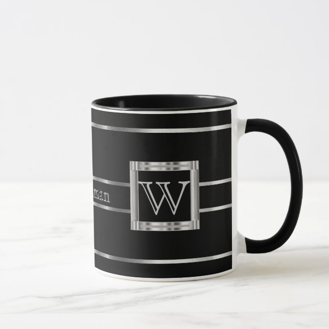 Monogram  Black and Silver  Mug (Right)