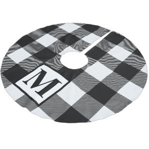Monogram Black and White Buffalo Plaid Brushed Polyester Tree Skirt