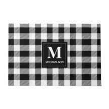 Monogram Black and White Buffalo Plaid