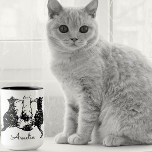 Monogram Black and White Cat Mug