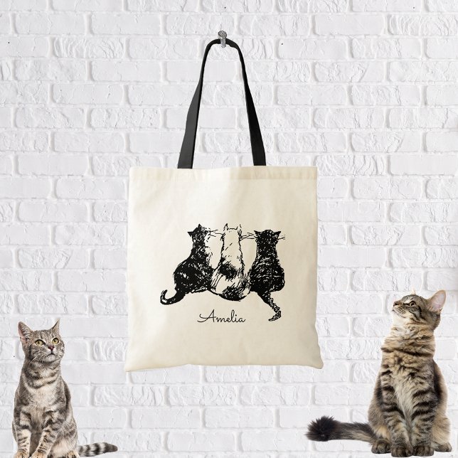 Monogram Black and White Cat Tote Bag (Creator Uploaded)