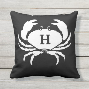 Monogram Black and white crab Cushion
