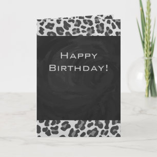 Monogram Black and White Leopard Print Card