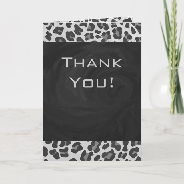 Monogram Black and White Leopard Print Card (Front)