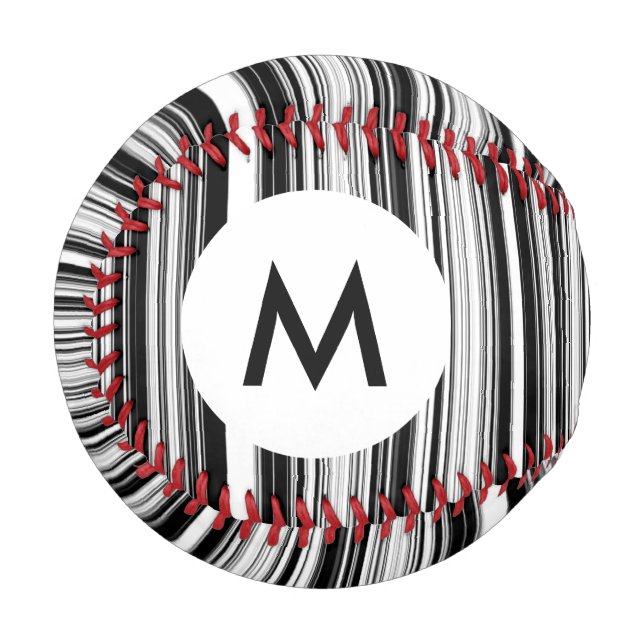Monogram Black And White Lines Baseball (Front Left)