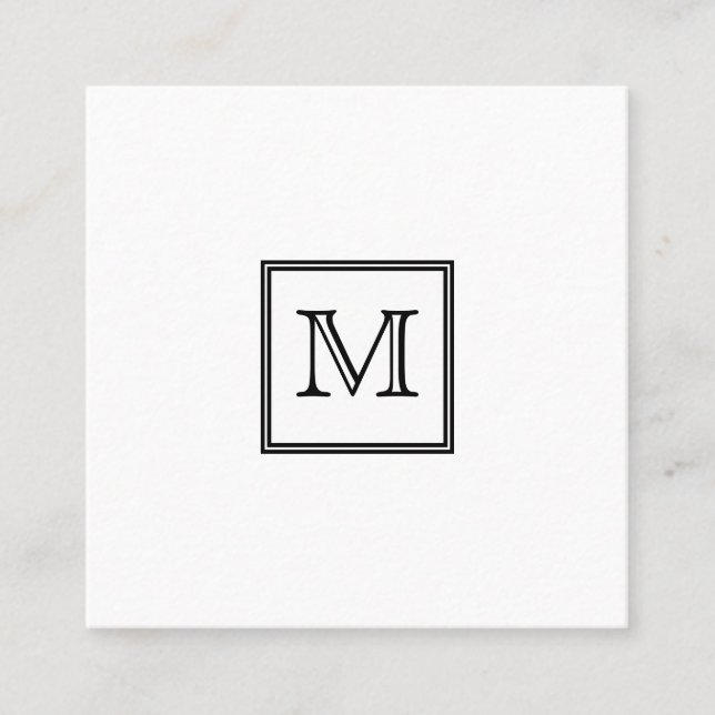 Monogram Black and White Minimal Square Business Card (Front)
