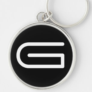 Monogram Black And White Modern Minimal Letter Key Ring