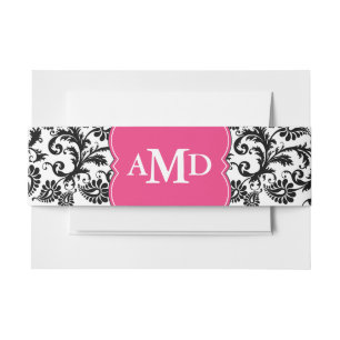 Monogram Black and White or Any Custom Colour Invitation Belly Band