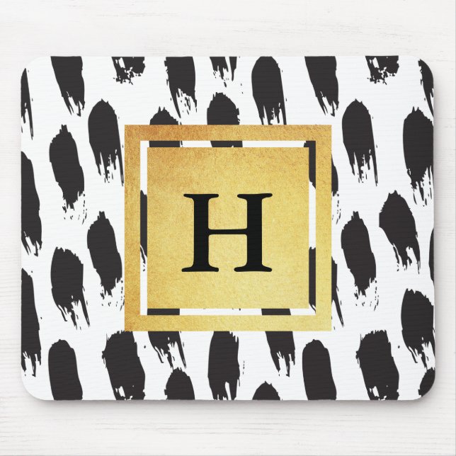 Monogram Black and White Pattern Mouse Pad (Front)
