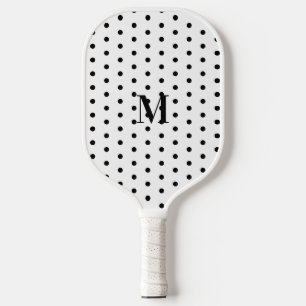 Monogram Black and White Polka Dot Pickleball Paddle