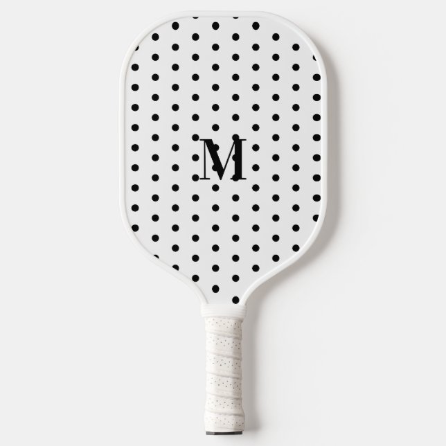Monogram Black and White Polka Dot  Pickleball Paddle (Front)