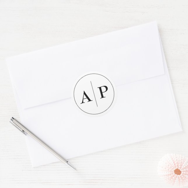 Monogram Black and White Sticker Envelope Seal (Envelope)