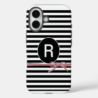 Monogram Black and White Striped Tied with String