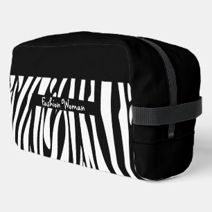 Monogram Black and White Striped Zebra Pattern Dopp Kit