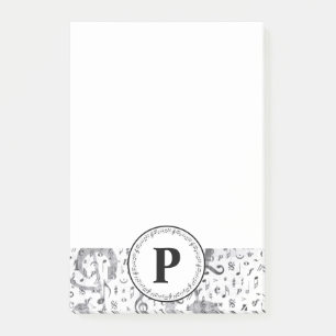 Monogram Black and White Vintage Music Note