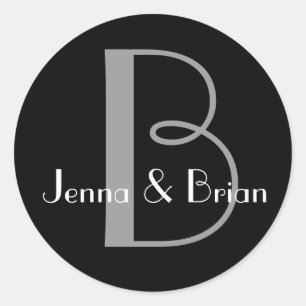 Monogram Black and White Wedding Sticker Seal