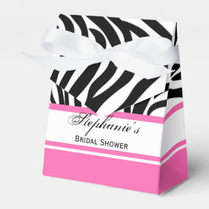 Monogram Black and White Zebra Print and Hot Pink Favour Box