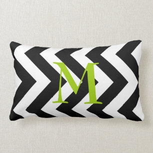 Monogram Black and White Zigzag Lumbar Pillow