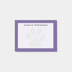 Monogram Black Animal Paw Print Ultra Violet Post-it Notes