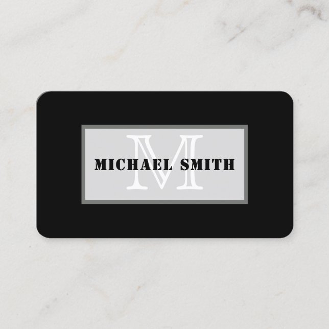 Monogram Black Background Business Card (Front)