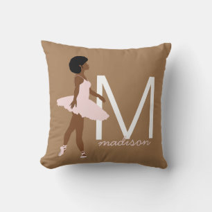 Monogram black ballerina afro hair illustration cushion