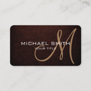 Monogram Black Bean Leather Look Business Card