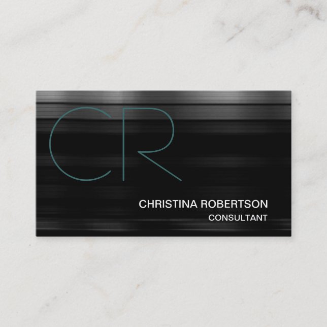 Monogram Black Blue Consultant Business Card (Front)