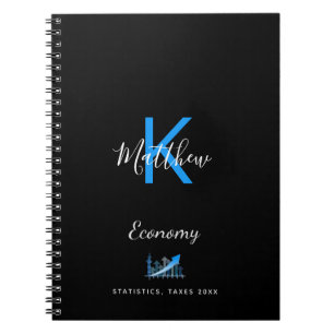 Monogram black blue economy office notebook