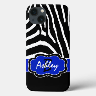 Monogram Black, Blue Zebra Stripe iPad Air Case