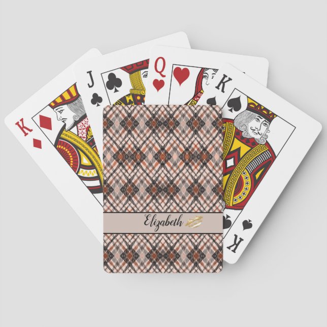 Monogram black brown art Deco Playing Cards (Back)
