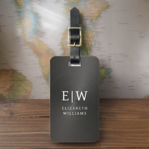 Monogram Black Brushed Metallic Elegant Luggage Tag