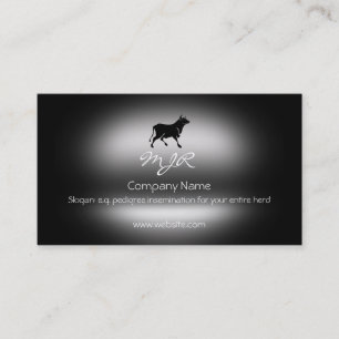 Monogram, Black Bull Silhouette, metallic-effect Business Card