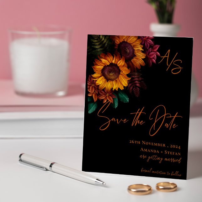 Monogram Black Burnt Orange Wedding Save the Date (Monogram Black Burnt Orange Wedding Save the Date)