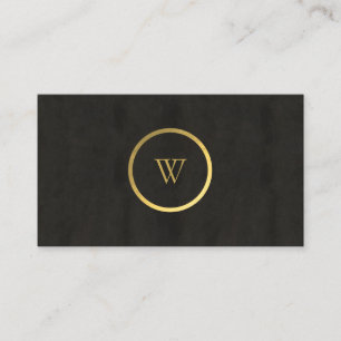 Monogram Black Chalkboard Gold Foil Simple Modern Business Card