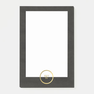 Monogram Black Chalkboard Gold Foil Simple Modern Post-it Notes
